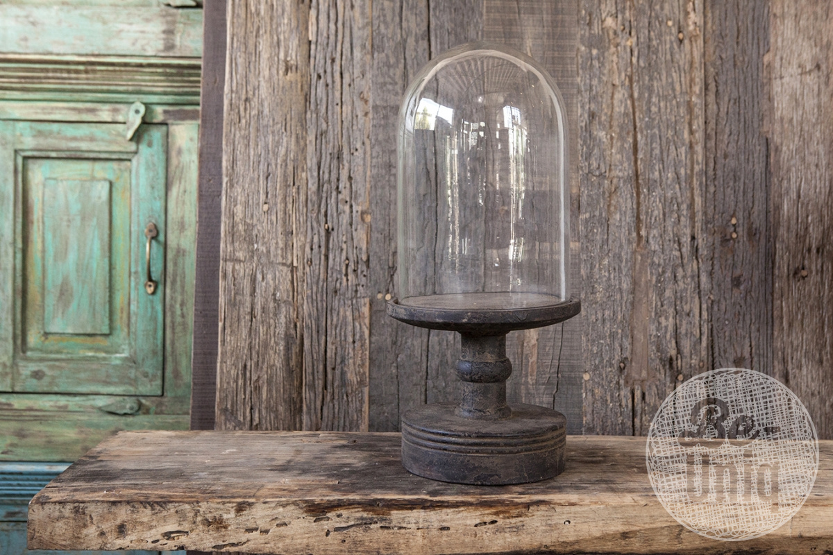 Be-Uniq Glazen Stolp Hoge Voet | Large | Vintage Finish