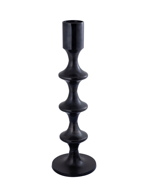 PTMD Taika Black alu ronde kaarshouder met hoge lipjes.