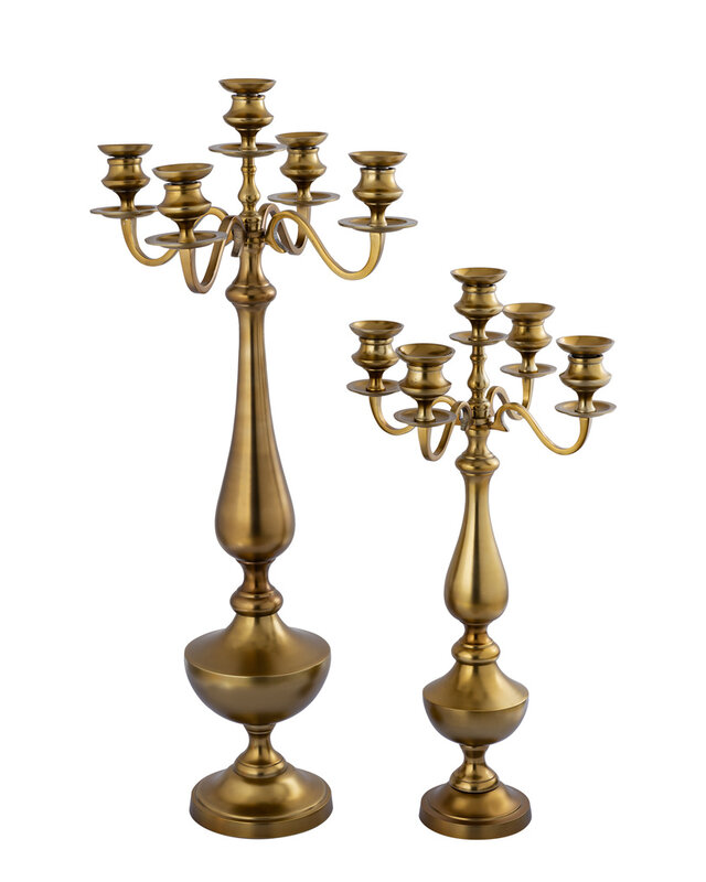 PTMD Manuelle Gouden gegoten aluminium kaarsenhouder M