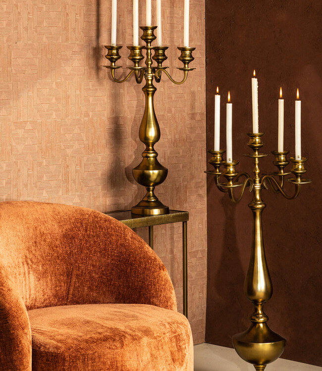 PTMD Manuelle Gouden gegoten aluminium kaarsenhouder M