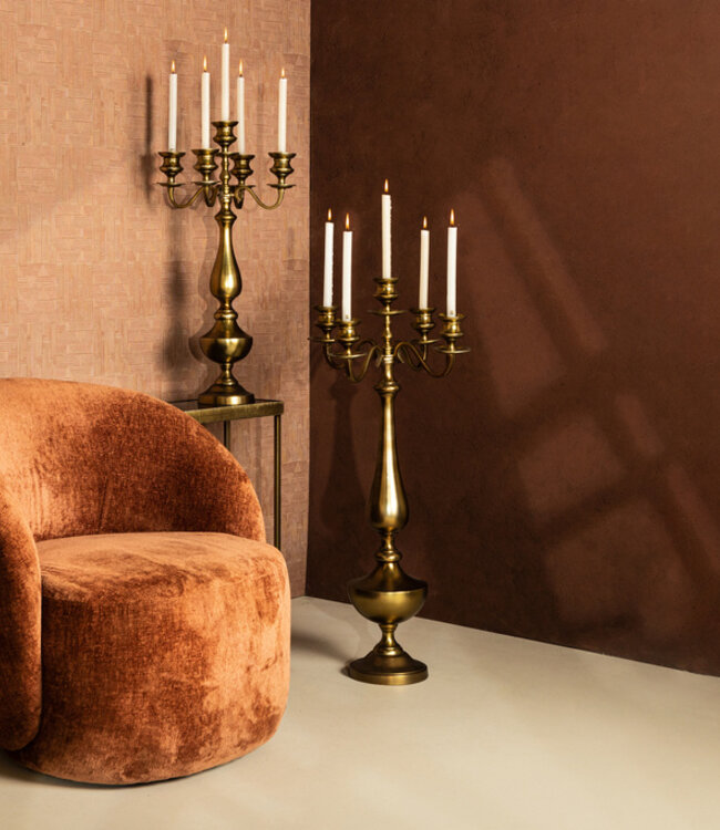 PTMD Manuelle Gouden gegoten aluminium kaarsenhouder M