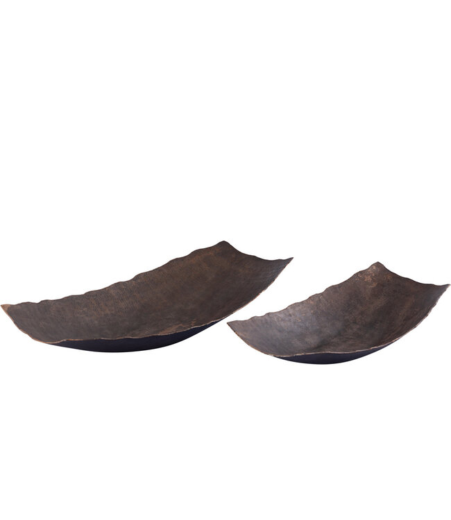 PTMD Semin Koperen alu rechthoekige rustieke kom met golvende rand L