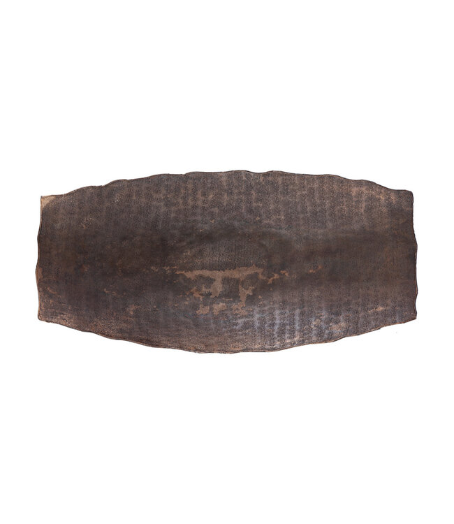 PTMD Semin Koperen alu rechthoekige rustieke kom met golvende rand L