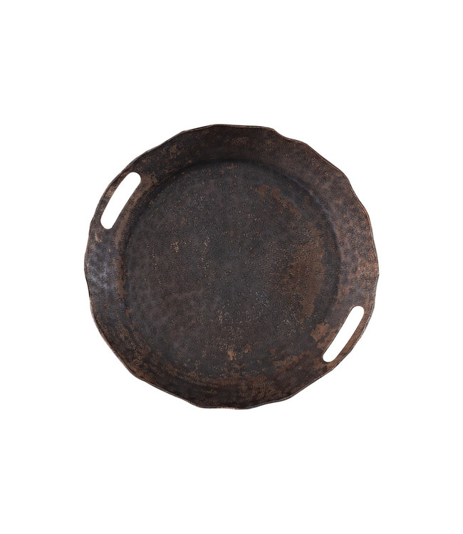 PTMD Semin Koperen alu ronde rustieke dienblad golvende rand S