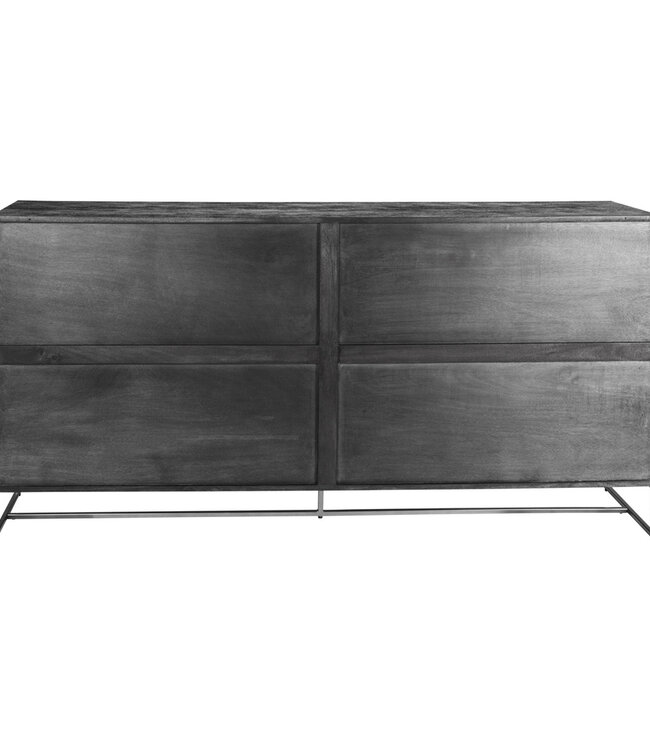 PTMD Onyx dressoir 4 deuren Zwart/Zwart