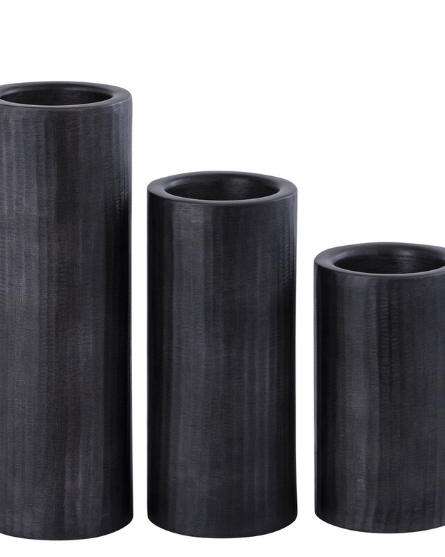 PTMD Jowad Grafiet aluminium plaat kaarsenhouder rib S