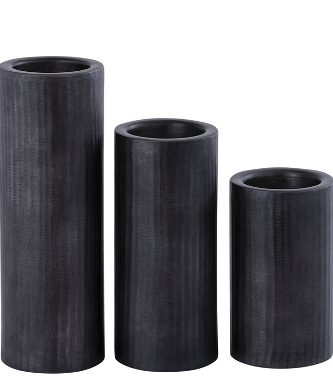 PTMD Jowad Grafiet aluminium plaat kaarsenhouder rib S