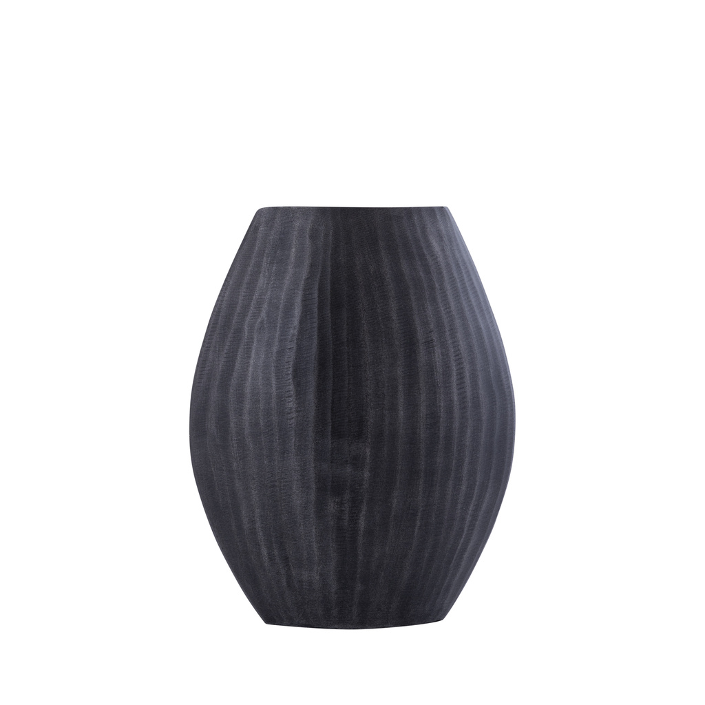 PTMD Jowad Grafiet aluminium plaat pot geribbeld hoog ovaal S