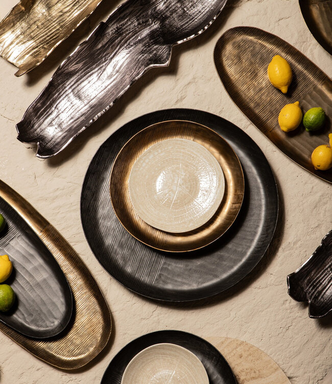 PTMD Jowad Grafiet aluminium plaat kom geribbeld ovaal L