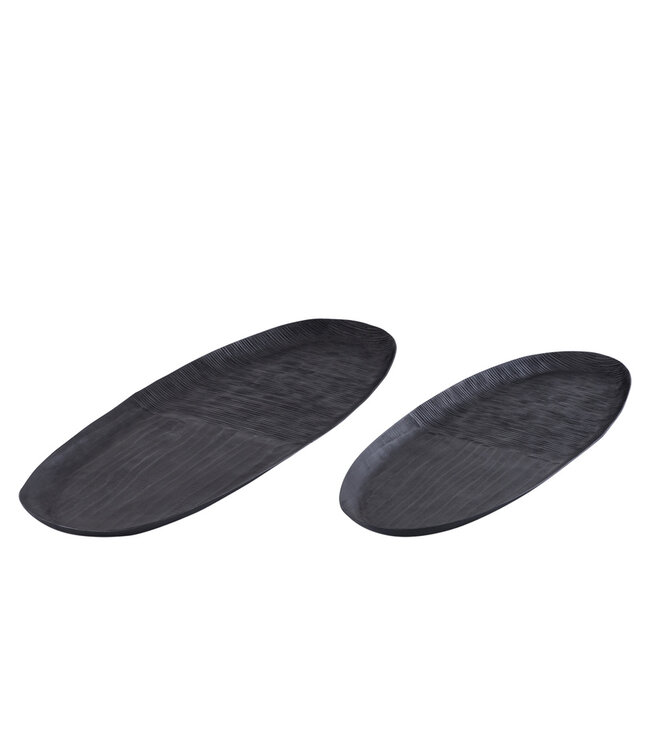 PTMD Jowad Grafiet aluminium plaat kom geribbeld ovaal L