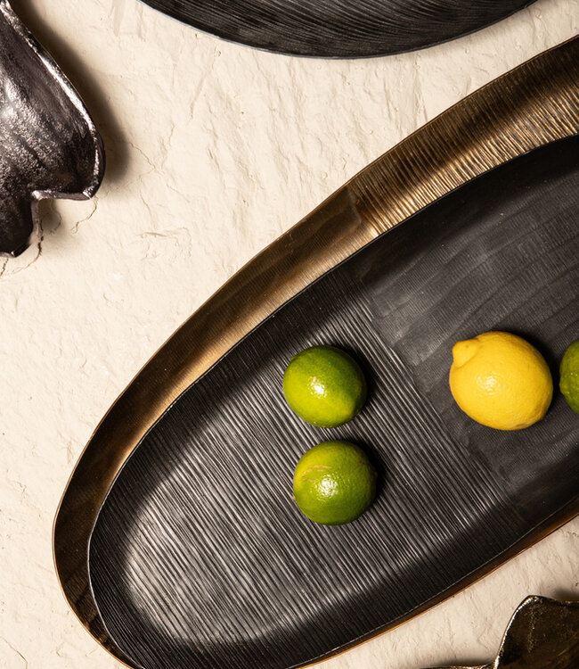 PTMD Jowad Grafiet aluminium plaat kom geribbeld ovaal L