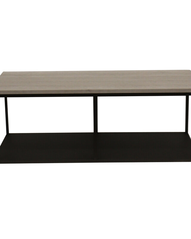 PTMD Laco Witte bijzettafel met marmeren blad en taupe metalen frame