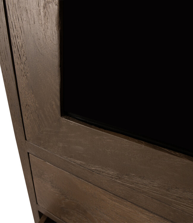 PTMD Eiken kast Armarium 1 deur 4 laden Grijs