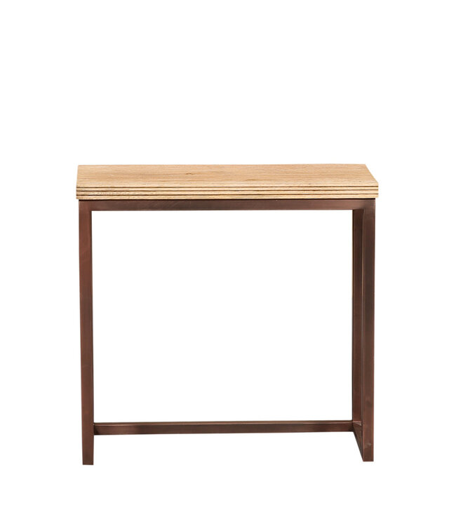 PTMD Zoah Koperen mangohouten rechthoekige bijzettafel SV3