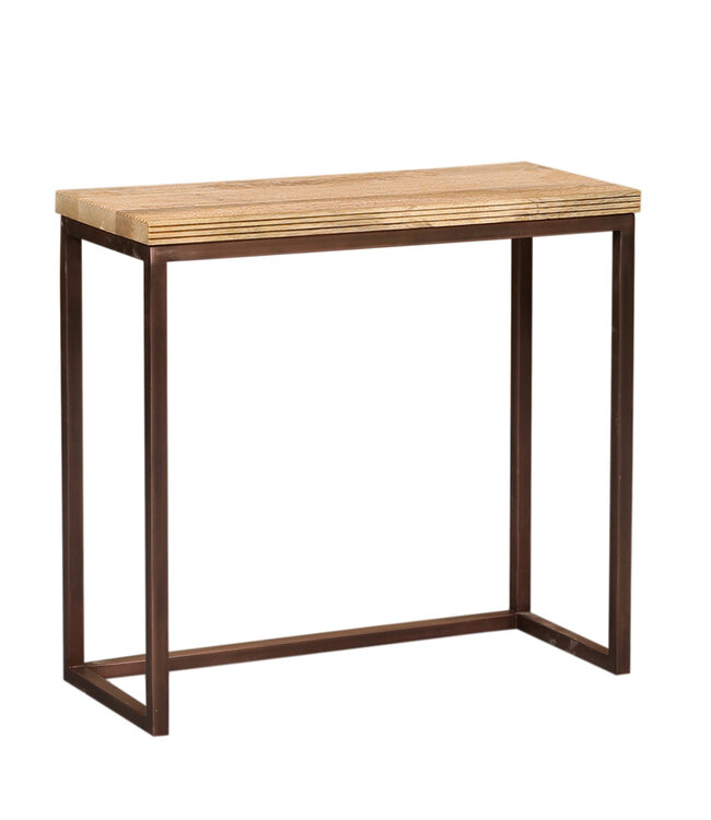 PTMD Zoah Koperen mangohouten rechthoekige bijzettafel SV3