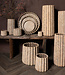 PTMD Jaydean Grey cement pot met geribbelde structuur hoog L