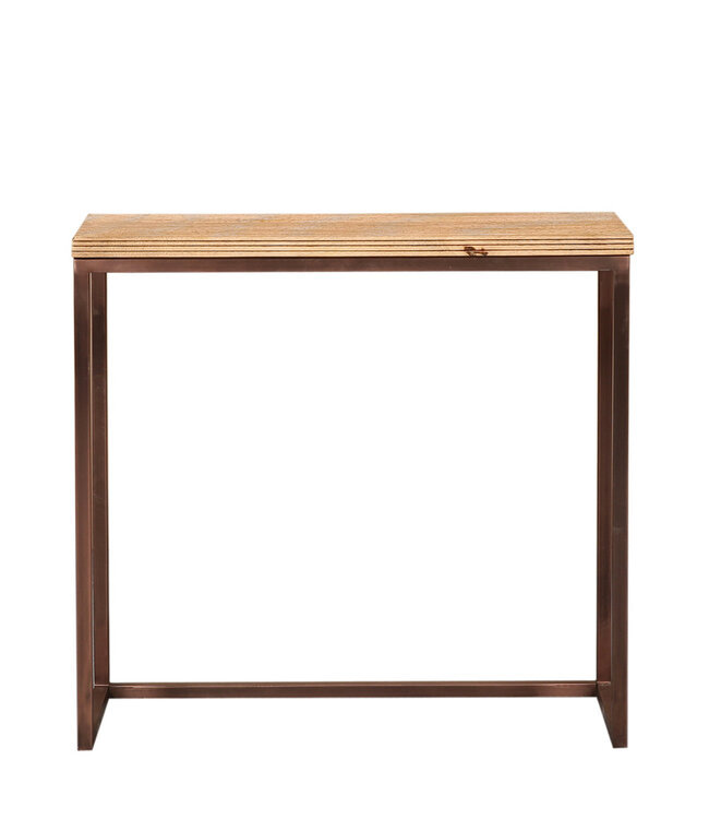 PTMD Zoah Koperen mangohouten rechthoekige bijzettafel SV3