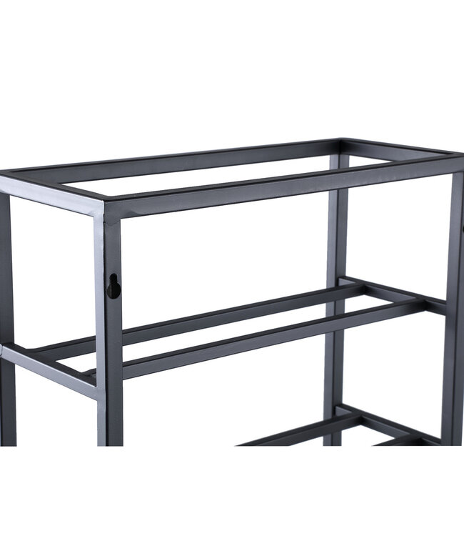 PTMD Kentyn Zwarte rechthoekige ijzeren wijnrek klein