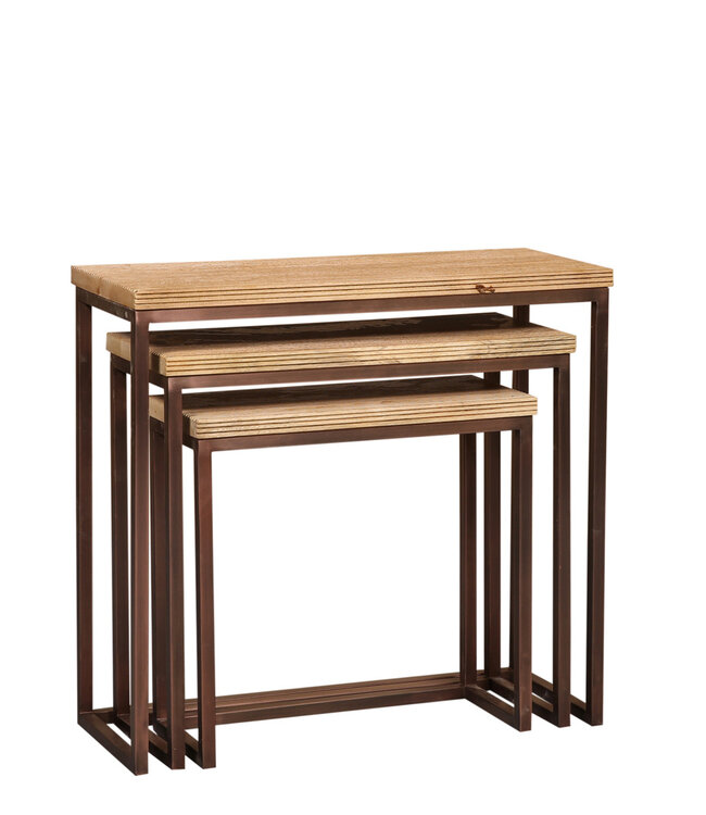 PTMD Zoah Koperen mangohouten rechthoekige bijzettafel SV3