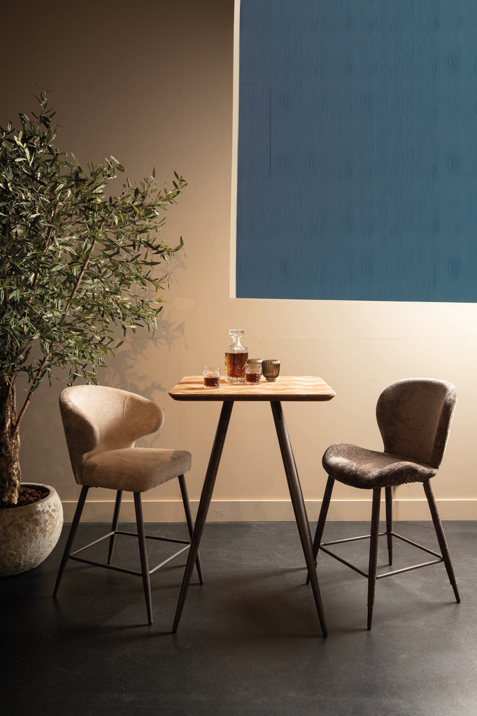 PTMD Fieron Natuurlijke houten bartafel vierkant