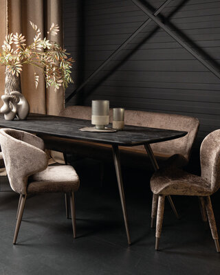 PTMD Fieron Black acacia houten eettafel ovaal 240cm