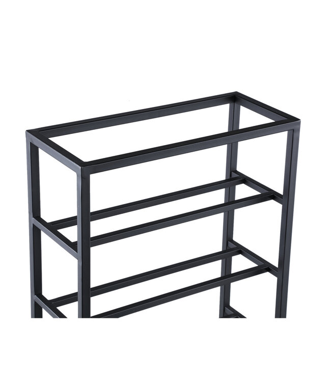 PTMD Kentyn Zwarte rechthoekige ijzeren wijnrek klein