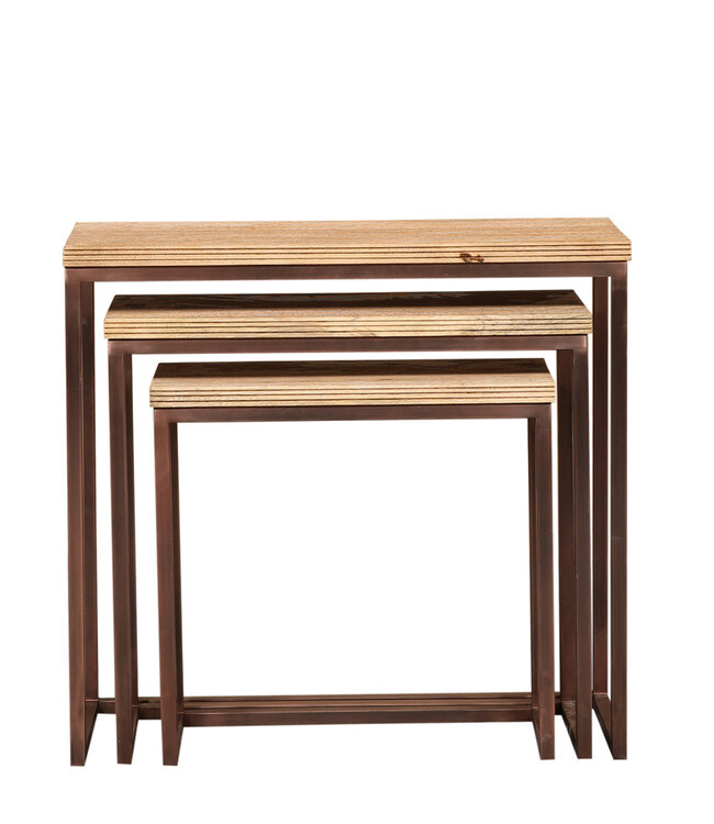 PTMD Zoah Koperen mangohouten rechthoekige bijzettafel SV3