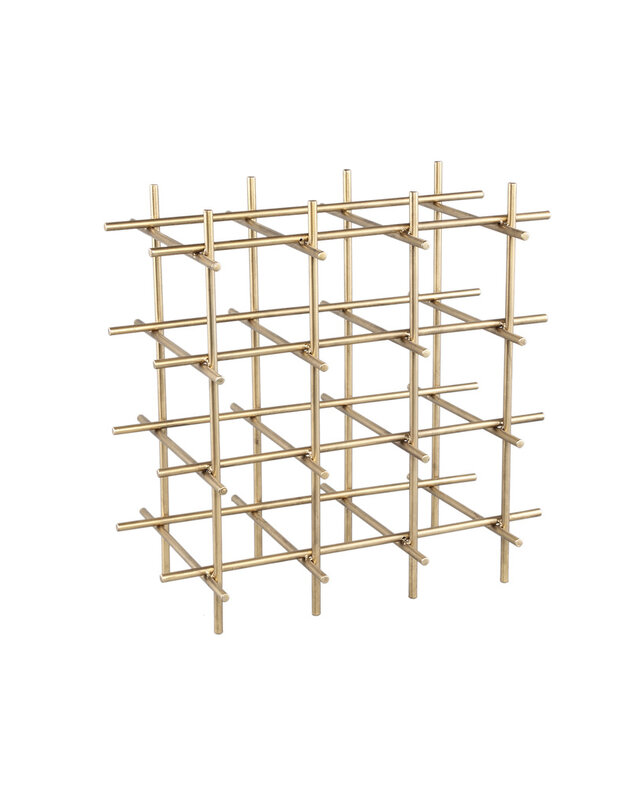 PTMD Gordo Brass stalen vierkante open frame wijnrek