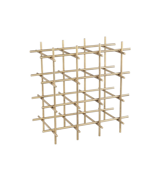 PTMD Gordo Brass stalen vierkante open frame wijnrek