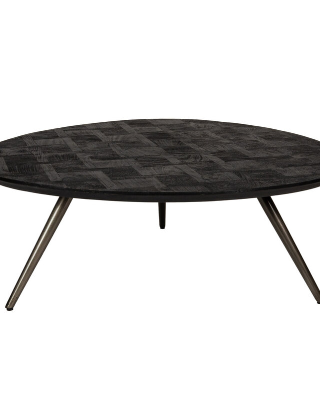 PTMD Fieron Zwarte houten salontafel organisch rond.