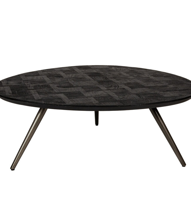 PTMD Fieron Zwarte houten salontafel organisch rond.