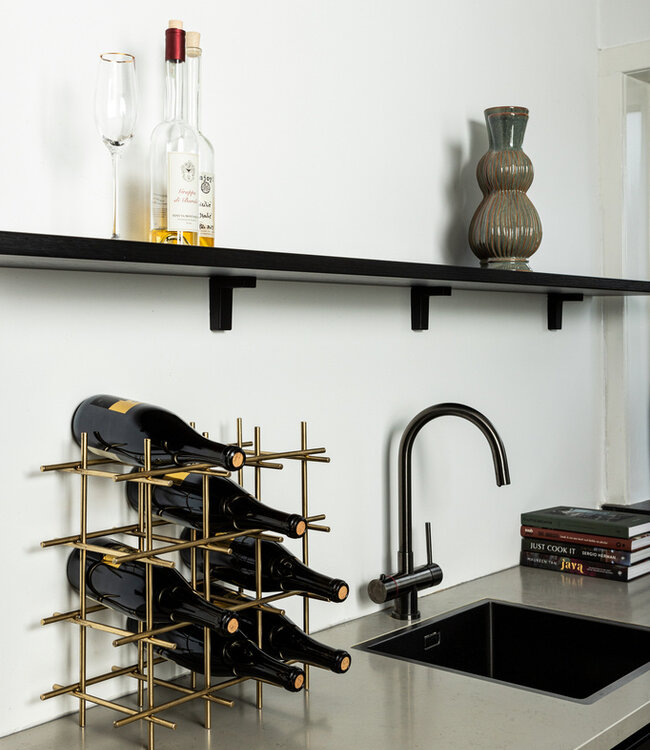 PTMD Gordo Brass stalen vierkante open frame wijnrek