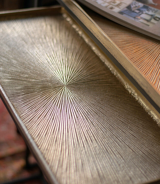 PTMD Daan Goud aluminium zwart ijzeren bijzettafel set van 3