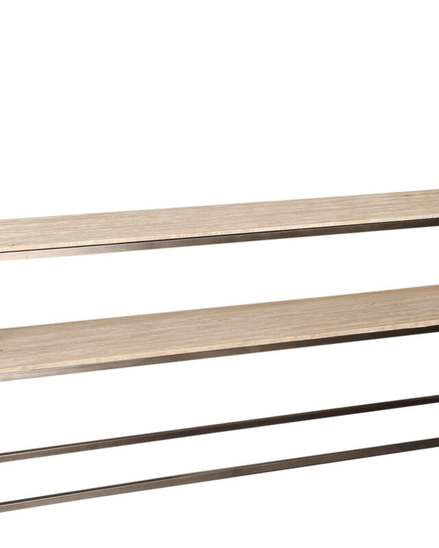 PTMD Zoah Black Travertine dubbel niveau bijzettafel.