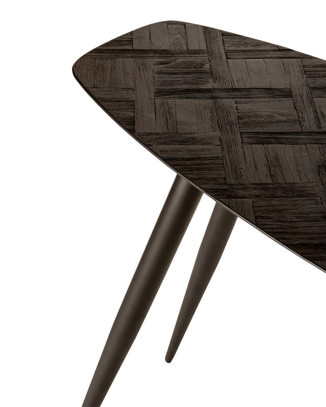 PTMD Tyano Zwart gerecycled teakhouten bijzettafel