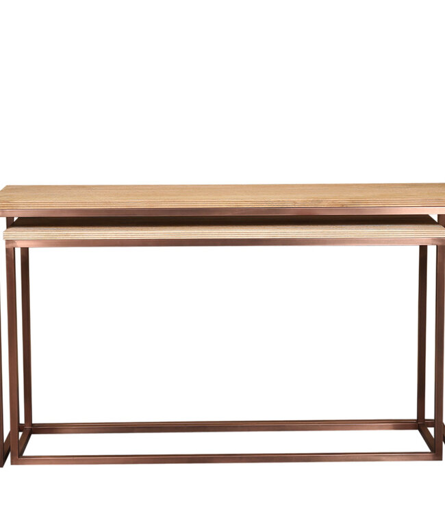 PTMD Zoah Koperen mangohouten rechthoekige bijzettafel SV2