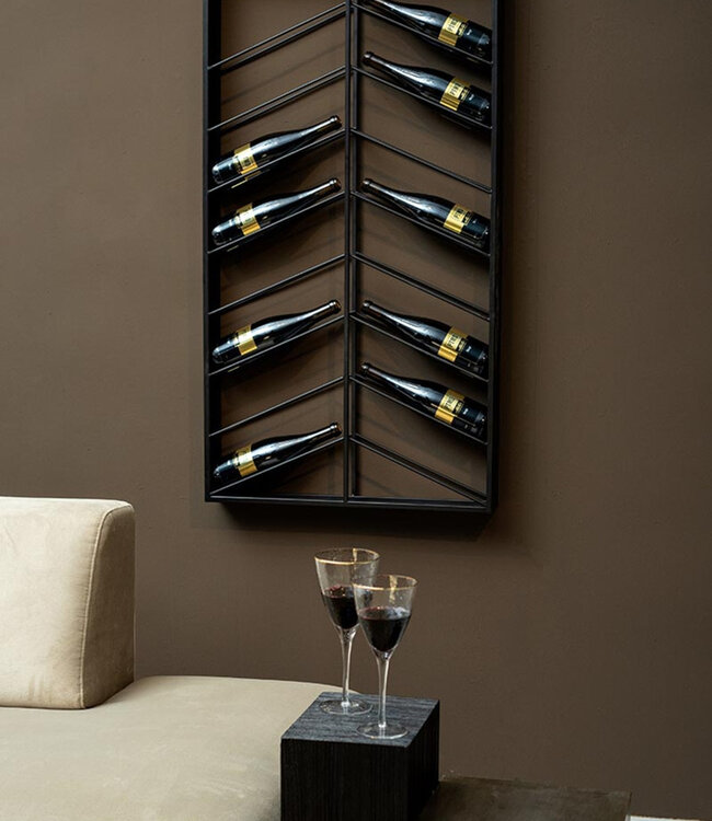 PTMD Vinno Zwart ijzeren wijnrek symmetrische lagen rechthoekig.