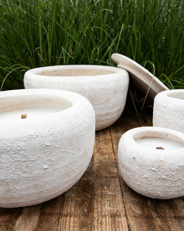 PTMD Gabor Cream cement outdoor candle M -> Gabor Crème cement buitenkaars M
