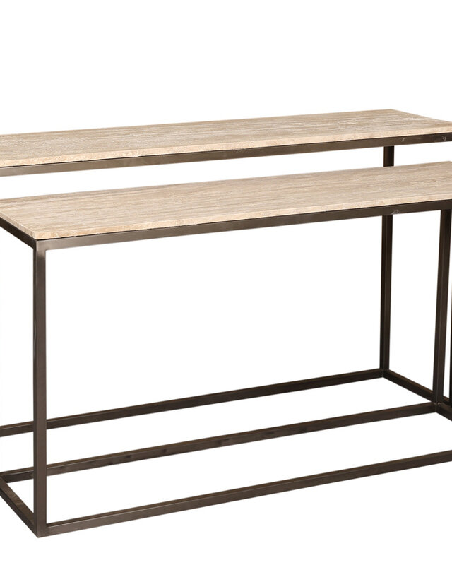 PTMD Zoah Black Travertine rechthoekige bijzettafel SV2