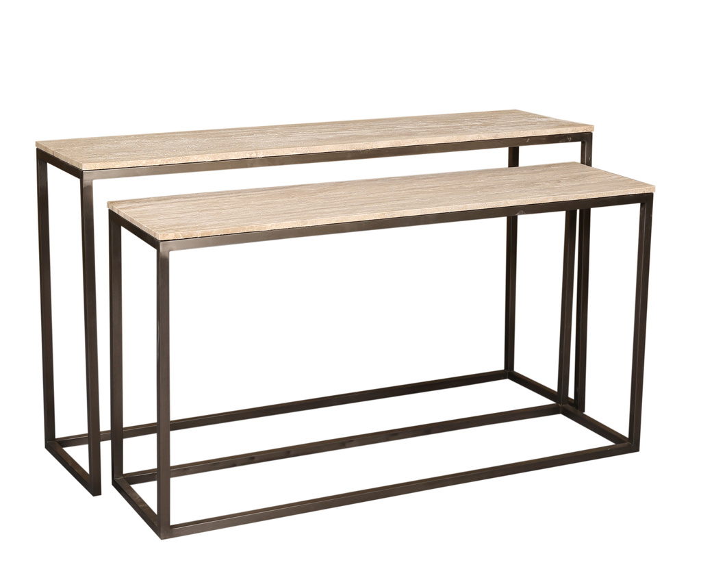PTMD Zoah Black Travertine rechthoekige bijzettafel SV2