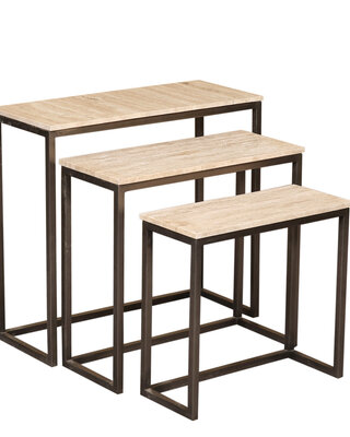 PTMD Zoah Black Travertine rechthoekige bijzettafel SV3