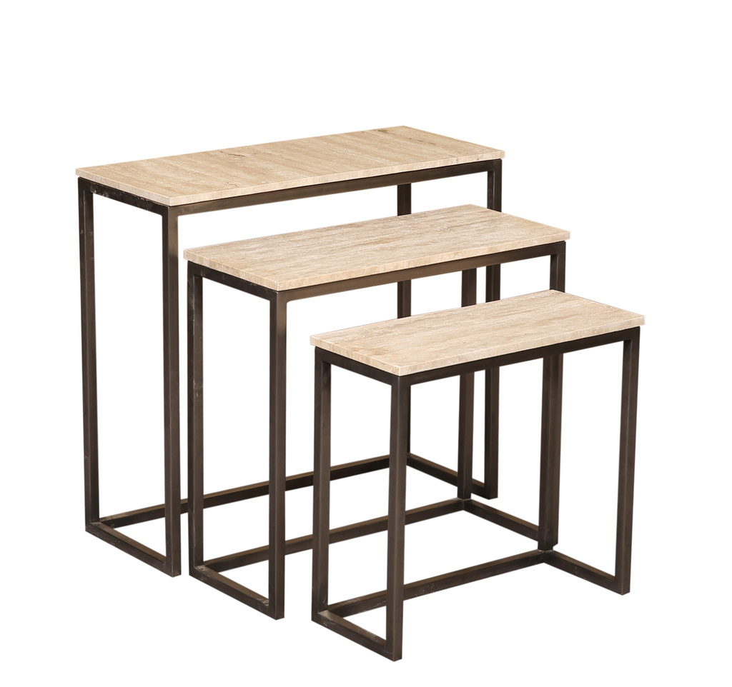 PTMD Zoah Black Travertine rechthoekige bijzettafel SV3