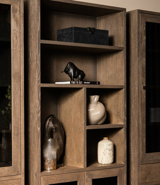 PTMD Eiken kast Armarium 4 deuren Grijs