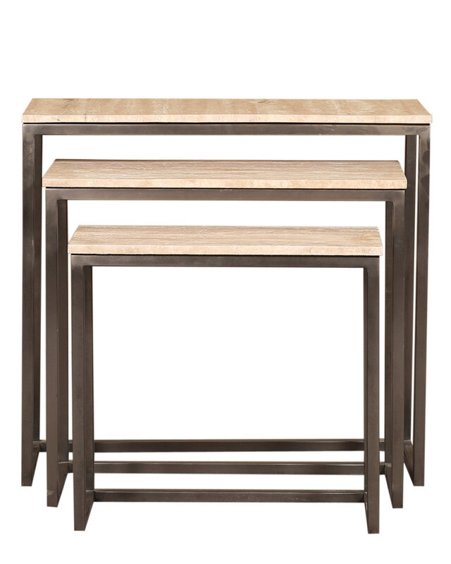 PTMD Zoah Black Travertine rechthoekige bijzettafel SV3