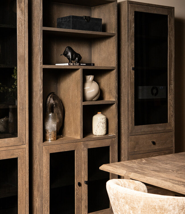 PTMD Eiken kast Armarium 4 deuren Grijs