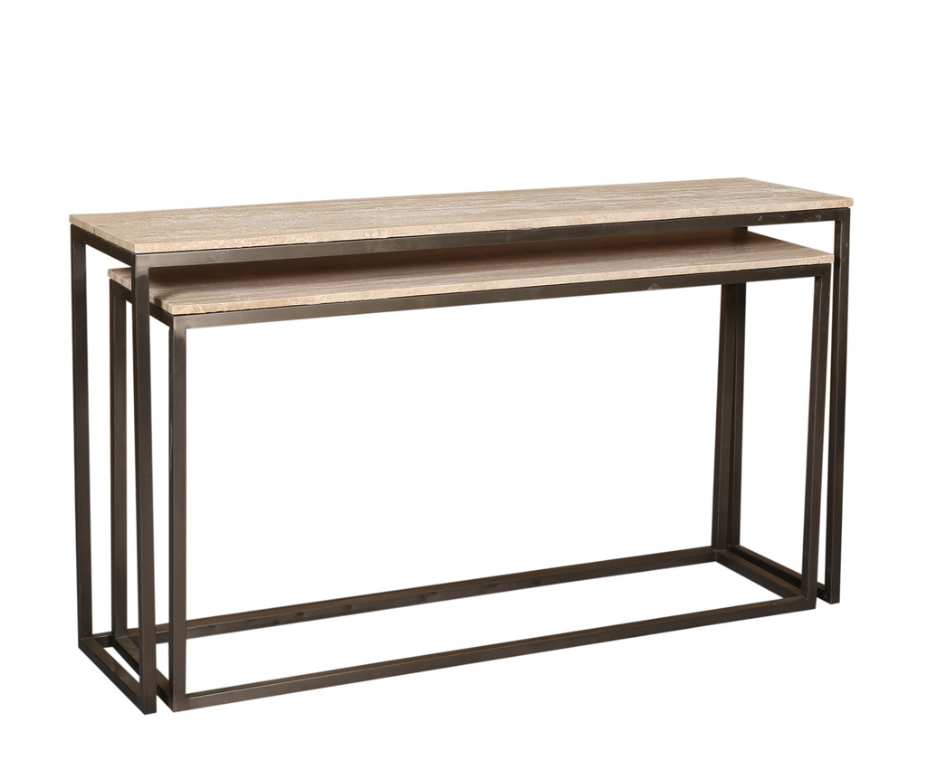 PTMD Zoah Black Travertine rechthoekige bijzettafel SV2