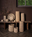 PTMD Jaydean Grey cement pot met geribbelde structuur hoog S
