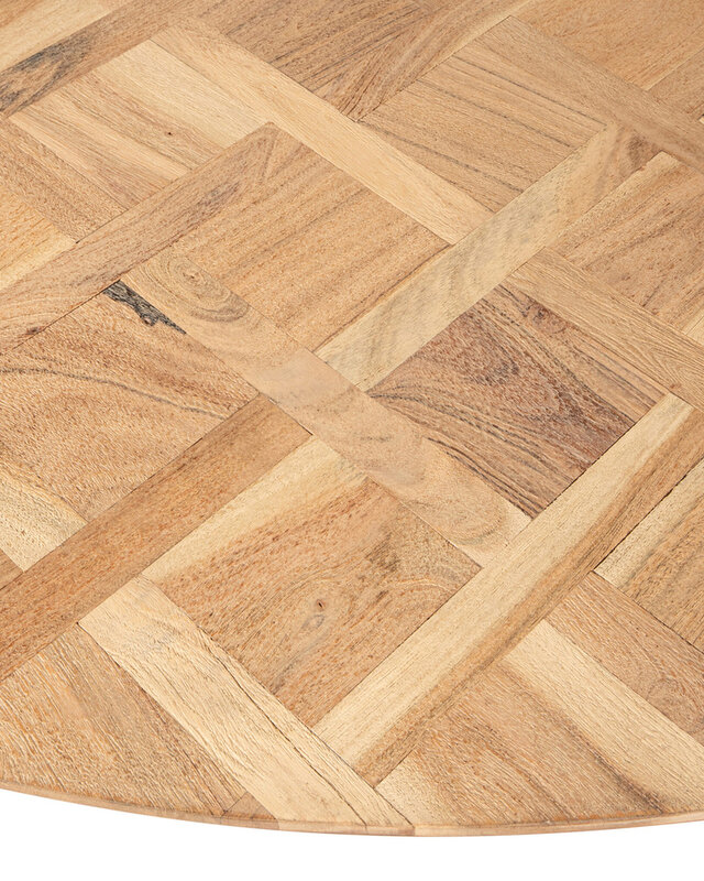 PTMD Fieron Natuurlijke houten eettafel organisch rond