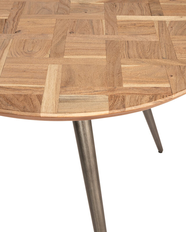 PTMD Fieron Natuurlijke houten eettafel organisch rond