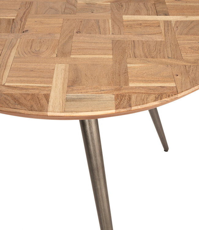 PTMD Fieron Natuurlijke houten eettafel organisch rond